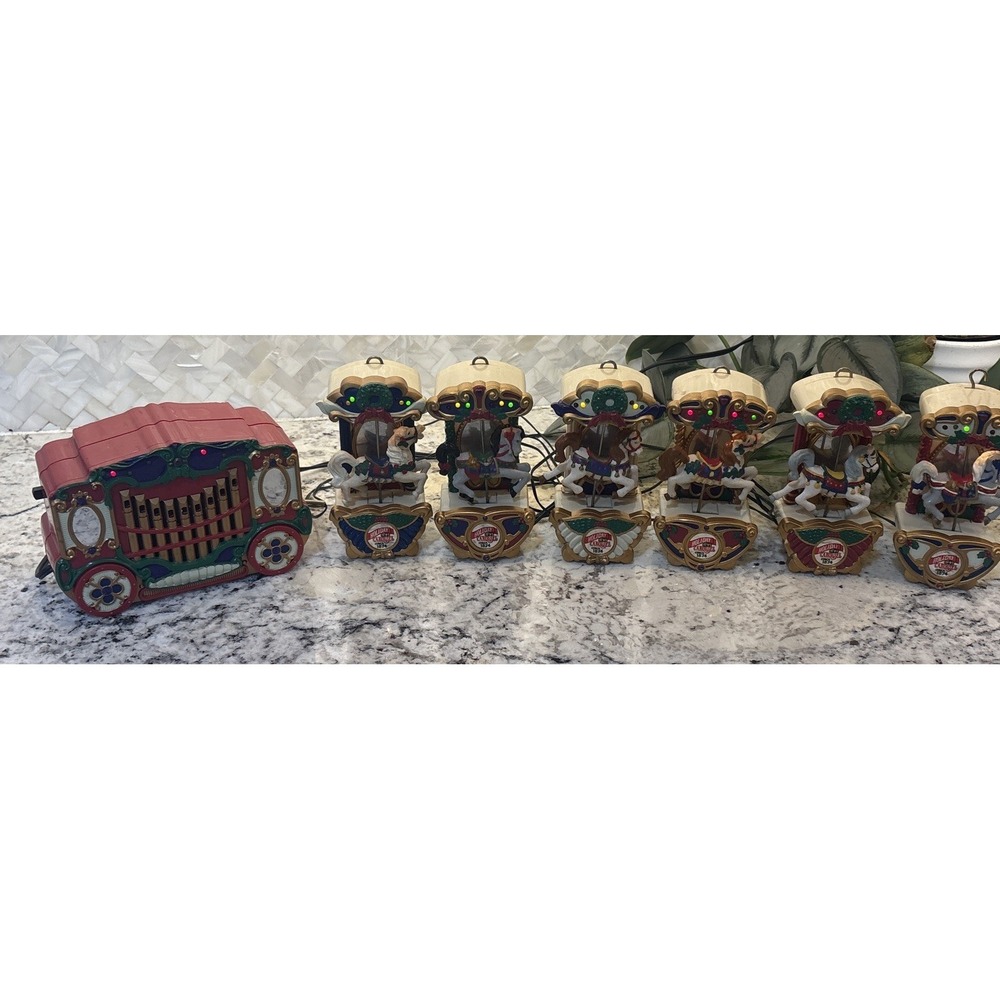 Vintage Mr Christmas Holiday Carousel 1992 6 Horses 21 Carols Musical Lights